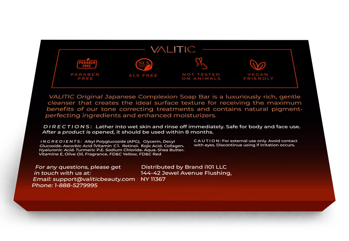 Valitic Kojic Acid Dark Spot Remover Soap Bar with Vitamin C, Retinol, Collagen, Turmeric