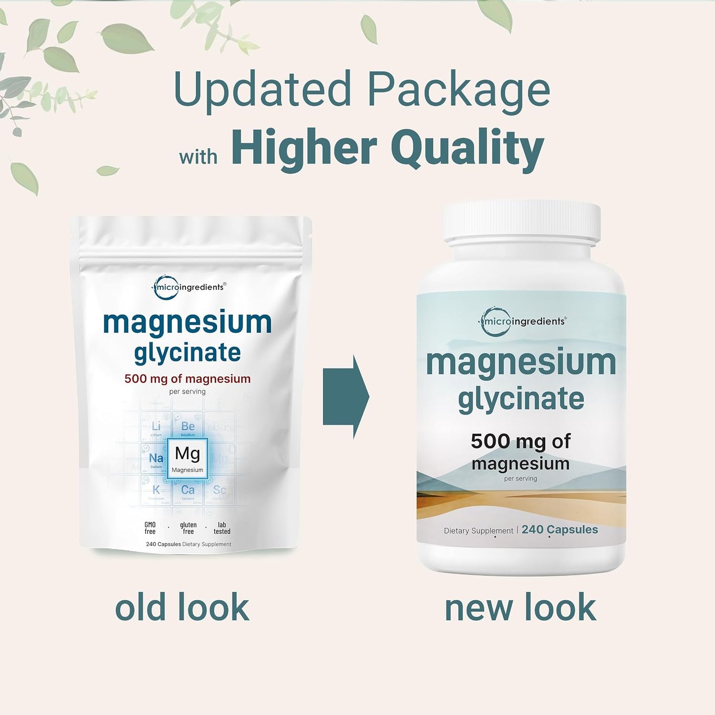 Micro Ingredients Magnesium Glycinate 500mg Per Serving, 240 Capsules | Potent Elemental Form, Chelated, High Absorption | Healthy Muscle, Bones, & Mood Support Supplement | Non-GMO
