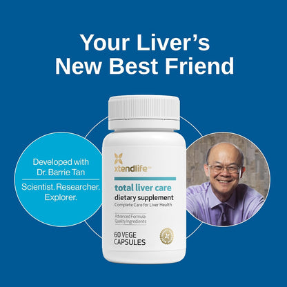 Xtendlife Total Liver Care for Blood Sugar, Fat Management & Detoxification - Science-Backed Liver Care with Milk Thistle & Tocotrienol - 30 Day Supply