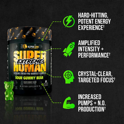 ALPHA LION Superhuman Extreme High Stim Pre Workout Powder, Beta Alanine, L-Taurine & 356mg Tri-Source Caffeine for Sustained Energy, Nitric Oxide & Citrulline for Pump (21 Servings, Slaughtermelon)