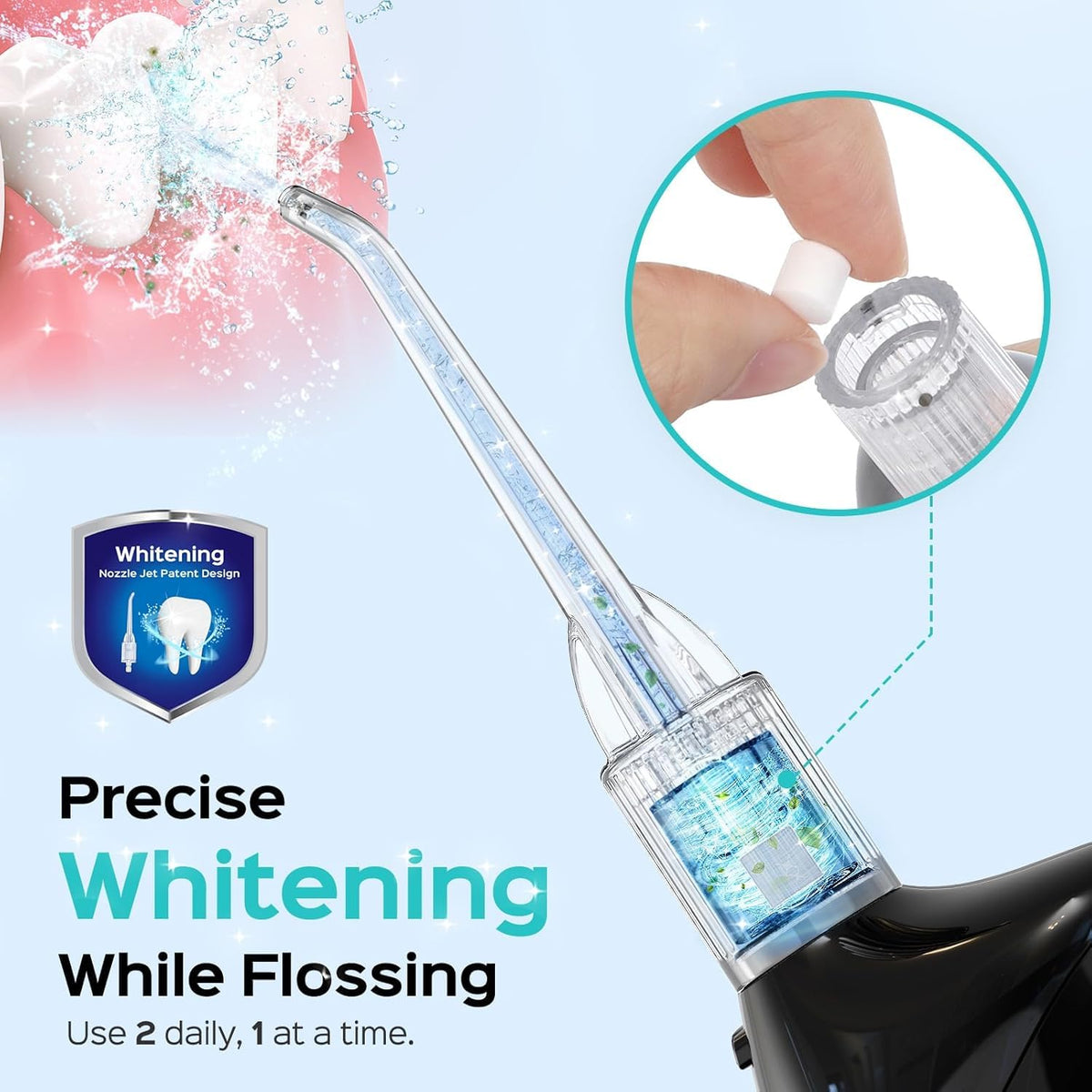 COSLUS ADA Accepted C20 Water Dental Flosser Pick, Professional Set Black