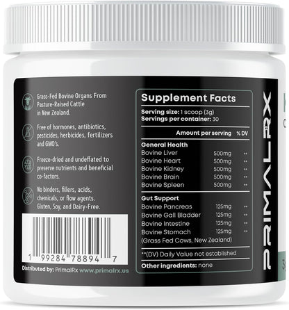 K9 Essentials Organ Supplement for Dogs, Human-Grade Grass Fed Freeze-Dried Beef Organ Powder, 9-Organ All-in-One Dog Multivitamin Meal Topper for Gut, Joint & Skin Support, 90g
