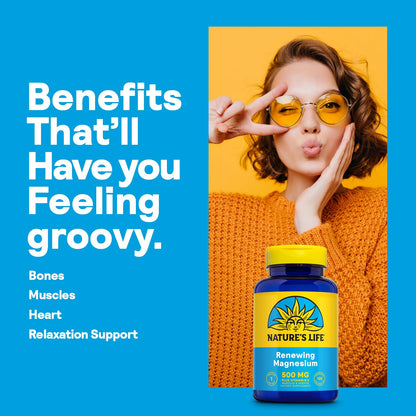 Nature’s Life Renewing Magnesium 500 mg - Magnesium Citrate, Magnesium Malate, Magnesium Oxide Plus Vitamin B-6 - Muscles and Nerves Support - Lab Verified - 275 Servings, 275 VegCaps