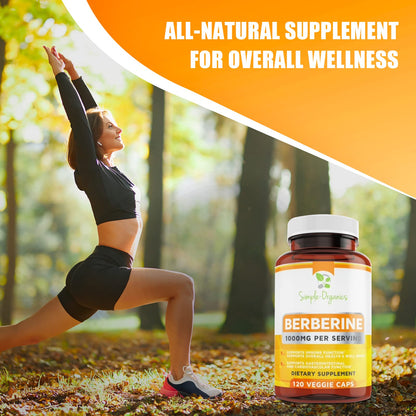 Simple-Organics Berberine 500mg (1000mg Per Serving) for Supports Healthy Immune