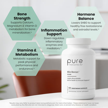 Bio Boron, 10mg/Capsule, Bororganic Glycine Boron Supplements for Men & Women, Vegan Mineral Supplements for Bones, Cardiovascular Function & Immunity Support, 90 Vegetarian Capsules
