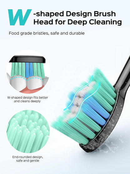 COSLUS Water Dental Flosser Tooth Pick: 10 Levels Smooth Control Portable Wireless Electric Toothbrush for Adults and Kids Rechargeable Black and Black