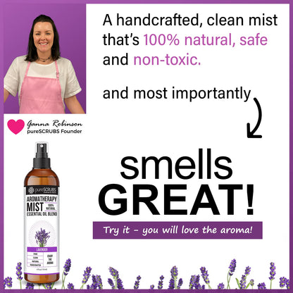 Shake, Mist & Enjoy - pureSCRUBS Premium Lavender Aromatherapy Spray Mist for Room, Body, Linens