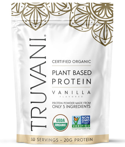 Truvani Organic Plant Based Protein Powder | Vanilla Chai | 10 Servings | Vegan | 20g Pea Protein | Keto | Gluten & Dairy Free | Low Carb | No Added Sugar