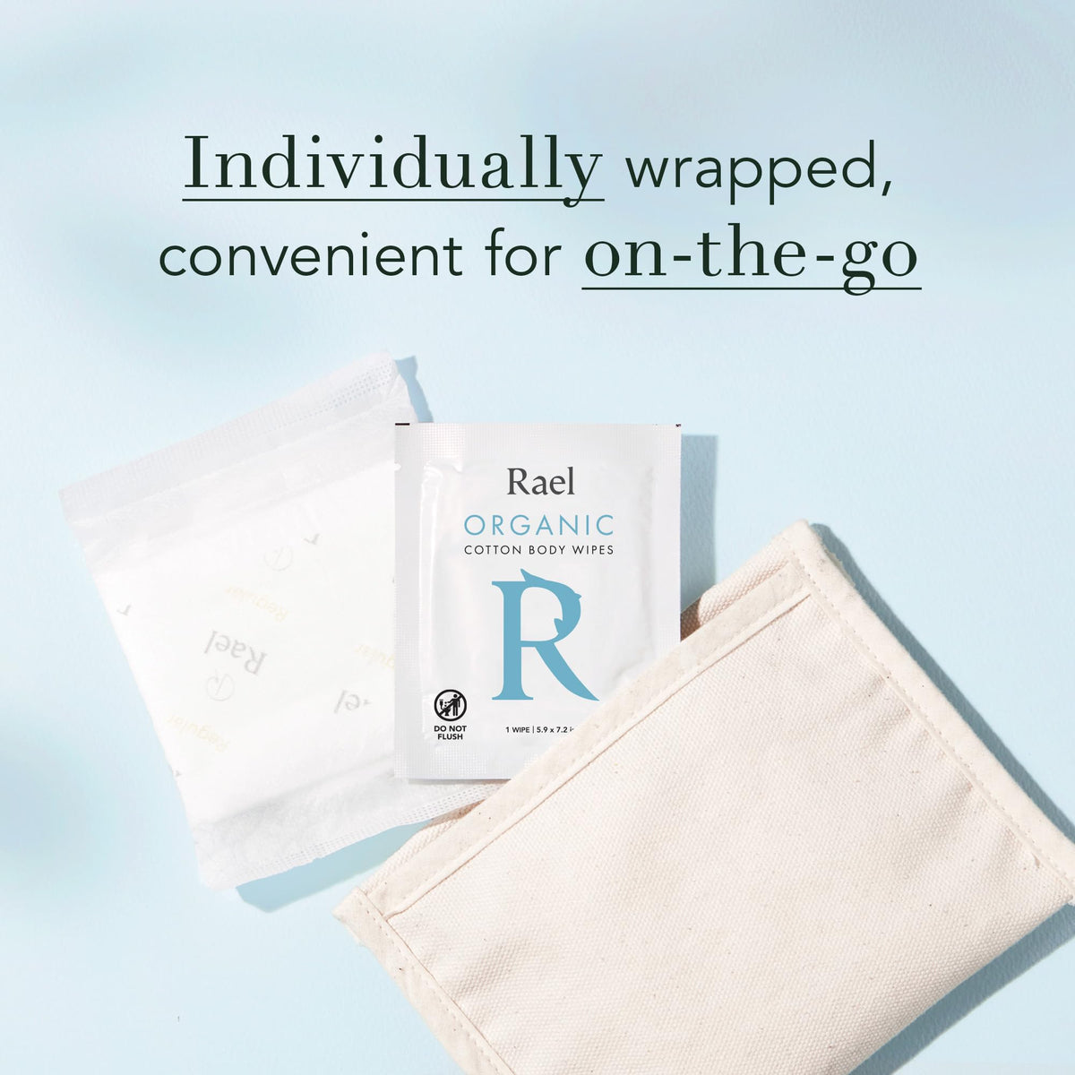 Rael Body Wipes, Organic Cotton Wipes for Women - Unscented Body Wipes, Individually Wrapped