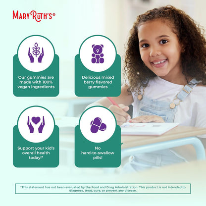 MARYRUTH'S Organics Kids Immune Support Gummies | USDA Organic | Vitamin C, Zinc, and Elderberry Gummies for Kids| Immune Support for Ages 4+ | Vegan | Non-GMO | Gluten Free | 60 Count