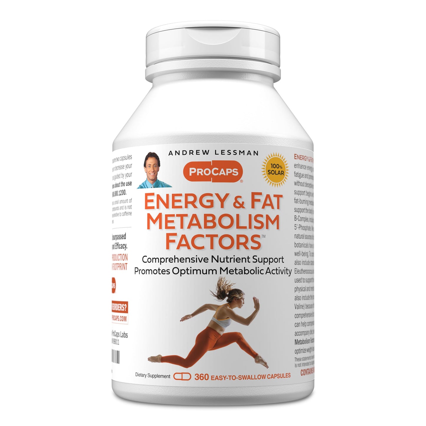 ANDREW LESSMAN Energy and Fat Metabolism Factors 60 Capsules - Promotes Optimum Fat Burning and Energy Metabolism, with Carnitine, Green Tea, Guarana, Ginseng, B-Complex. Easy to Swallow Capsules