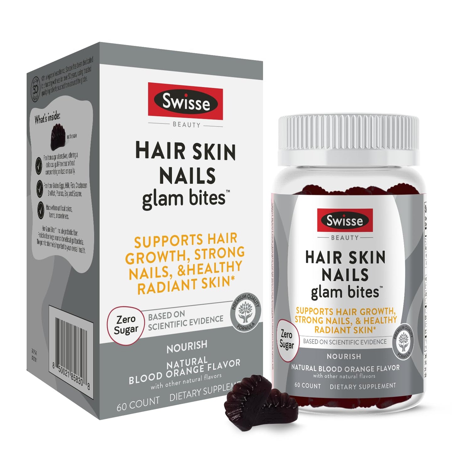 Swisse Glow Skin Glam Bites – Collagen Peptides, Hyaluronic Acid & Sea Moss – Supports Skin Elasticity & Hydration – Zero Sugar Gummies for Adults – Blueberry Lavender Flavor, 60 Count