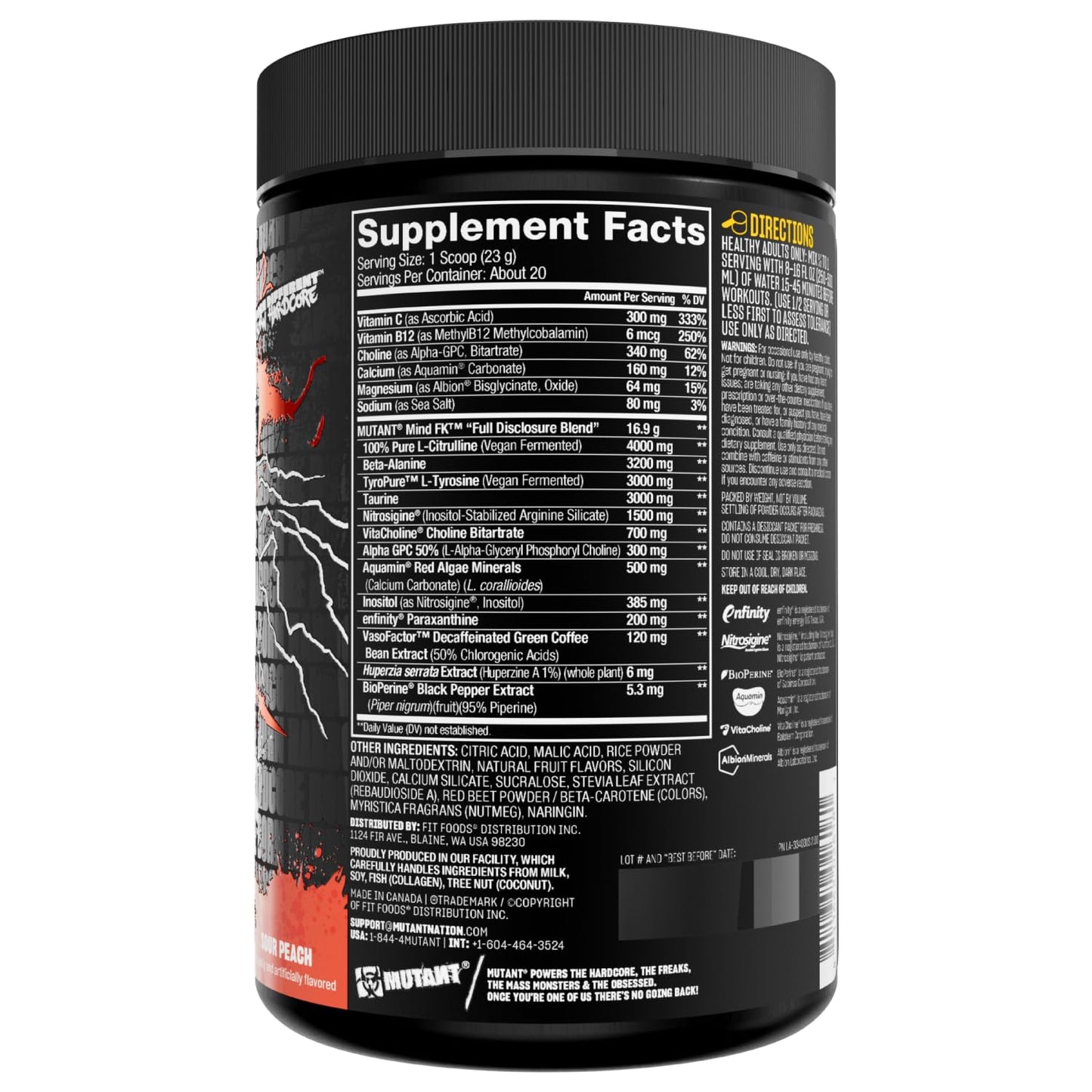 Mutant Mind FK - Epic Nootropic Pre-Workout - Brain Supplement for Mental Focus - 20 Serve - Blue Raspberry - 460g