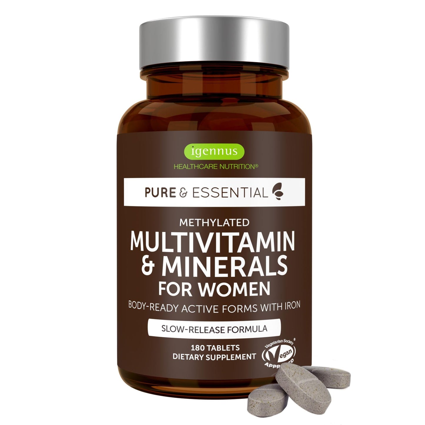 Igennus Methylated Multivitamin for Men with 22 Actives, 60 Tablets | Lycopene for Antioxidant Support, High Potency B12, Sustained Release, Pure & Clean, Non-GMO & Halal