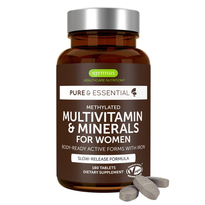Igennus Methylated Multivitamin for Men with 22 Actives, 60 Tablets | Lycopene for Antioxidant Support, High Potency B12, Sustained Release, Pure & Clean, Non-GMO & Halal