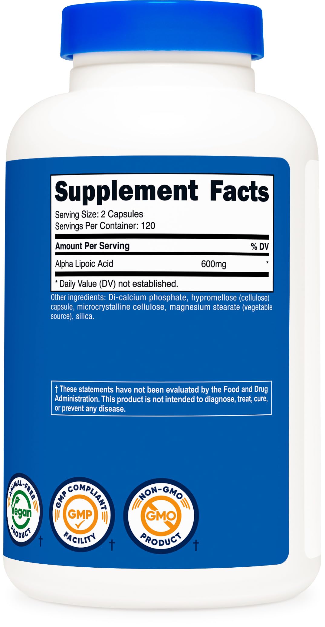 Nutricost Alpha Lipoic Acid 600mg Per Serving, 240 Capsules | Gluten Free, Vegetarian Capsules, Soy Free & GMO-Free