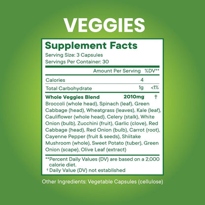Superfood MD Veggies Supplement - 90 Veggie Capsules - Supports Energy Levels, Beta Carotene, Vitamins & Minerals - Soy Free - 90 Count