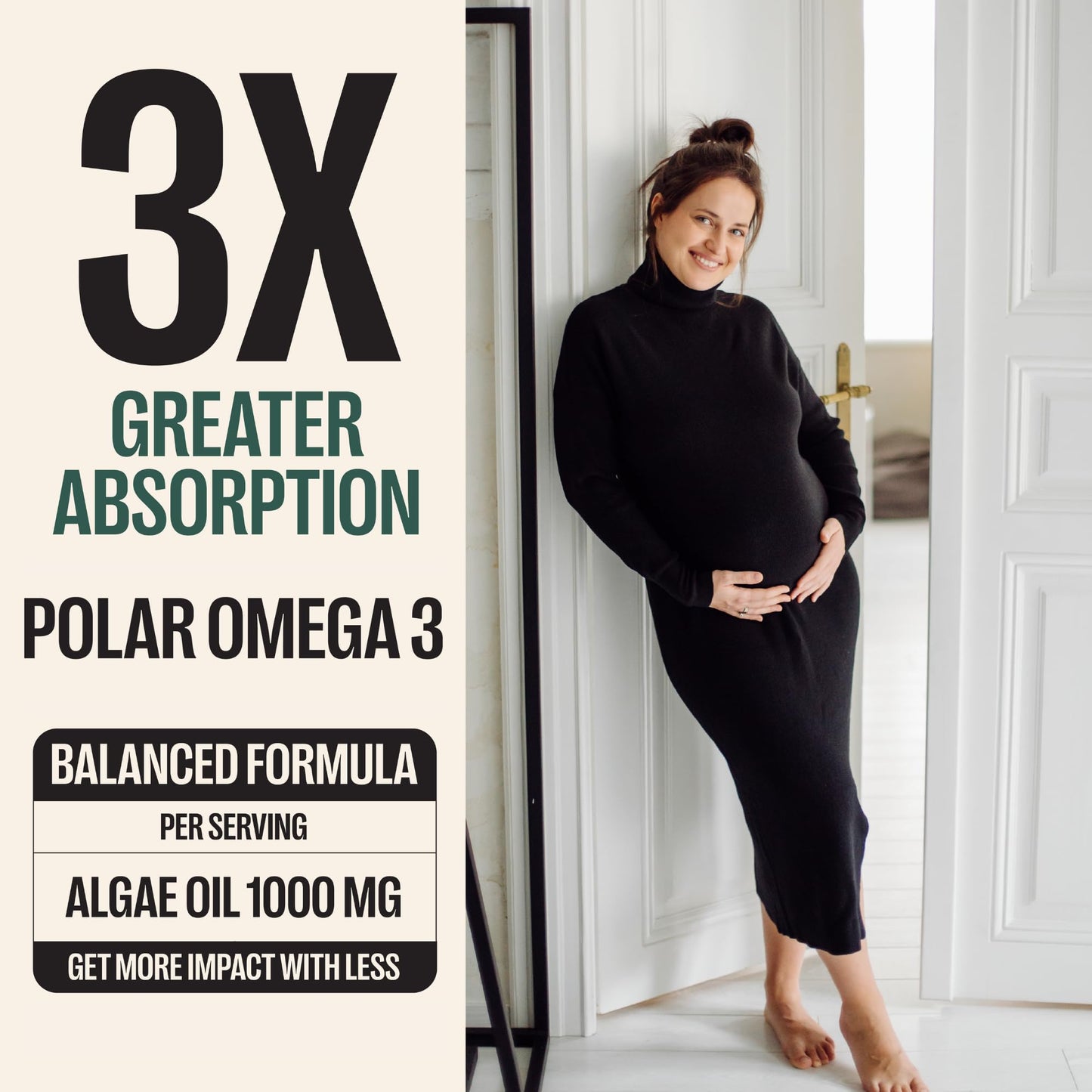 ORLO Prenatal DHA Supplement 1000mg - Mercury & Heavy Metals Free Algae Oil - Icelandic Nordic Omega-3, Mom & Baby Brain Development, No Fishy Aftertaste, 120 Vegan Easy-to-Swallow Mini Softgels & Jar