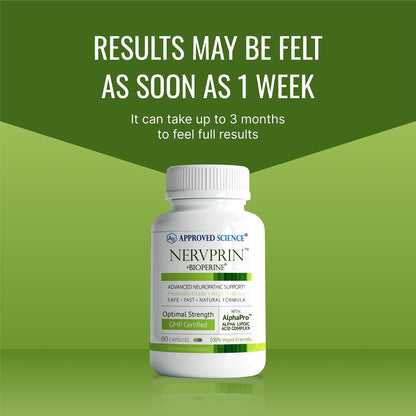 Approved Science Nervprin - Nerve Support - Benfotiamine, B12, R-Alpha-Lipoic Acid, Corydalis, Boswellia, BioPerine - 60 Capsules - Made in The USA