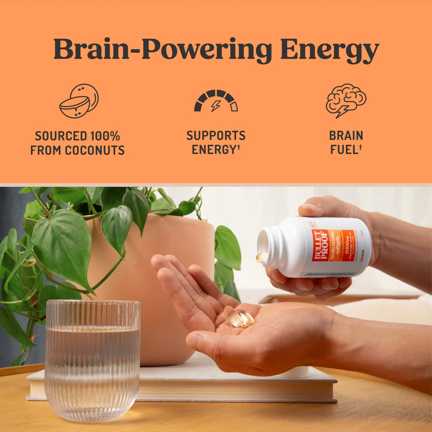 Bulletproof Brain Octane Softgels, 60 Count, Pure C8 MCT Oil for Sustained Energy