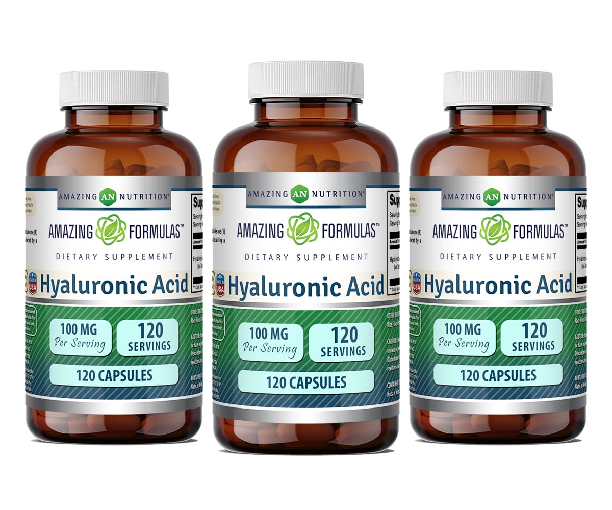Amazing Formulas Hyaluronic Acid 100 Mg Supplement | Capsules | Non-GMO | Gluten-Free | Made in USA (1 Pack, 360 Count)