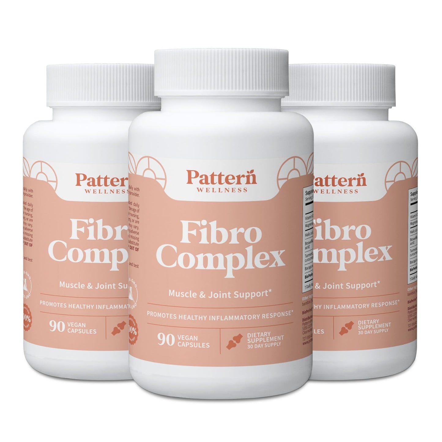 Pattern Wellness Fibro Complex – Advanced Formula with BioPerine® for Nutrient Absorption – Supports Muscle, Joint & Mobility Health – 90 Vegan Capsules