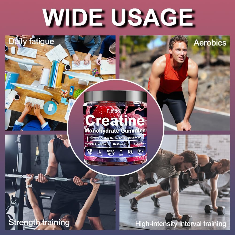 Creatine Monohydrate Gummies in Multiple Flavors – Support for Muscles, Strength & Wellbeing – Vegan, Sugar Free, 2-Pack Supplement Bundle