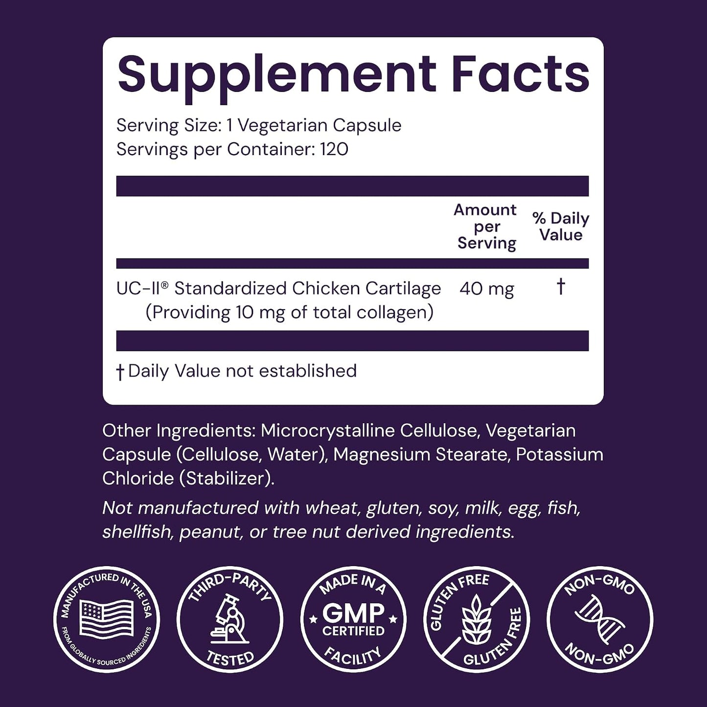 Healthy Origins UC-II Collagen 40 mg, 120 Veggie Caps