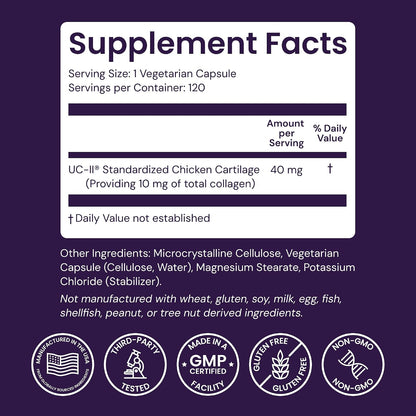 Healthy Origins UC-II Collagen 40 mg, 120 Veggie Caps