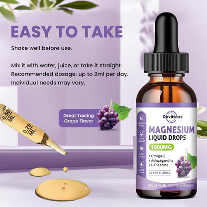 2 Pack Magnesium Complex Liquid Drops Pineapple & Grape Flavor