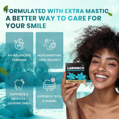 Larineco Remineralizing Gum with Nano Hydroxyapatite & Xylitol – Sugar-Free Xylitol Gum – Plastic-Free, Dye-Free, Aspartame-Free – Natural Base – 36 Pieces, Mastic Mint