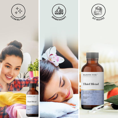 Majestic Pure Thieves Essential Oil Blend | 100% Pure Premium Oil for Uplifting Mood, DIY Products