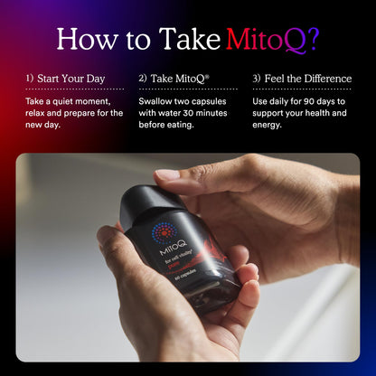MitoQ Pure Advanced Mitochondria Supplement - Superior Bioavailability to CoQ10 - Patented Vitality Supplement for Sustained Energy, Heart Health, Metabolic Support, and Healthy Aging (60 Capsules)