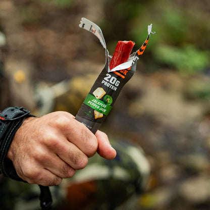MTN OPS Big Stick High Protein Meat Sticks - 20g Protein, 10% Collagen - Buffalo Style Flavor - Individually Wrapped Beef Snacks - 10 Count Carton