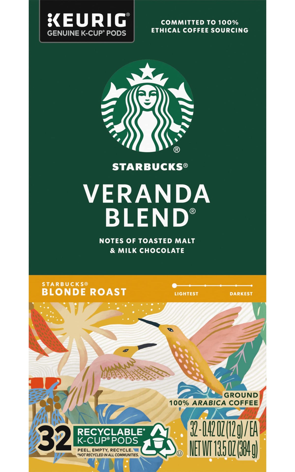 Starbucks Veranda Blend Coffee K-Cups,4/24 Pack-96 K-Cups