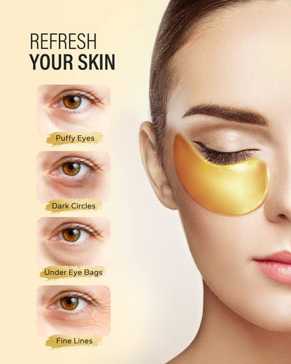 Maskiss 24k Gold Under Eye Patches (30 Pairs), eye mask, Collagen Skin Care Products