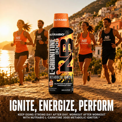 NutraBio – L-Carnitine Liquid Shots – 3000mg, (Green Apple) – 10mg of Vitamin B-5 – Zero Carbs & Sugars – Energy Production – Muscle Recovery