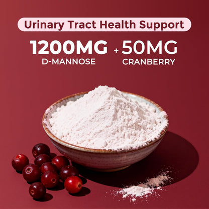 NATURE TARGET D-Mannose 1200mg Supplements with Cranberry - 120 Capsules | D Mannose for Women Promotes Urinary Tract Health, Bladder Cleanliness & Antioxidant Support - Non-GMO, Gluten-Free & Vegan