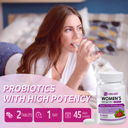 OMOGS Women's Probiotic,with Cranberry Extract and Organic Prebiotics,90 Billion CFUs