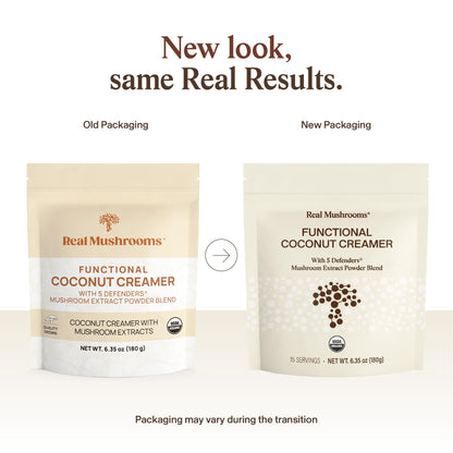 Real Mushrooms Functional Coconut Creamer with Reishi, Lucuma & Ceylon Cinnamon – Organic, Dairy-Free – Vegan Coffee Creamer for Smoothies & Drinks – 90 Servings Organic Cream Coconut Powder