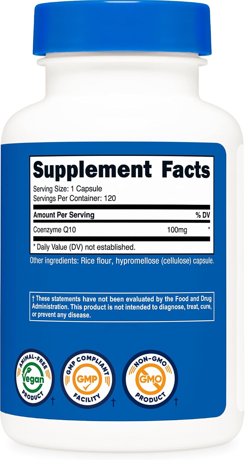 Nutricost CoQ10 100mg, 120 Vegetarian Capsules, 120 Servings - High Absorption, Vegetarian, Non-GMO, Coenzyme Q10