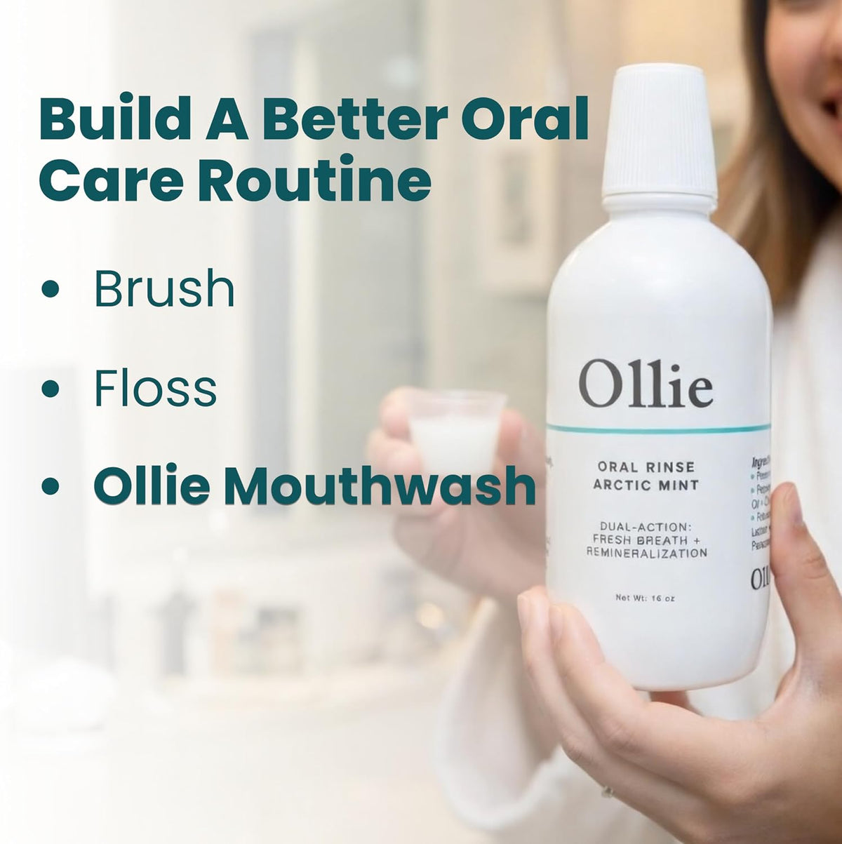 Ollie Arctic Mint Mouthwash, with 3% Hydroxyapatite, Alcohol-Free, 1 Pack