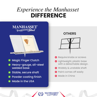 Manhasset Music Stand for Sheet Music - 48 Symphony Model - Long Lasting, Durable Manhasset Stand - Adjustable Height - 26" to 48" - Made in the USA