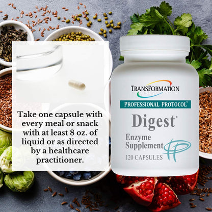 TRANSFORMATION THE GENESIS OF GOOD HEALTH Enzyme - Digest Wellness Supplement Capsules, Supports Digestive & Immune System Health, Aids Digestion of Lipids to Enhance Performance of Pancreas and Liver