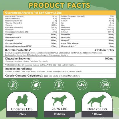 NATURE TARGET Multivitamin for Dogs, 120 Soft Chews, Chicken Flavor | with MSM & Glucosamine, Omegas 3 & 6, & Probiotics for Digestive Health, Joint Support, Skin & Coat, Immune & Overall Health