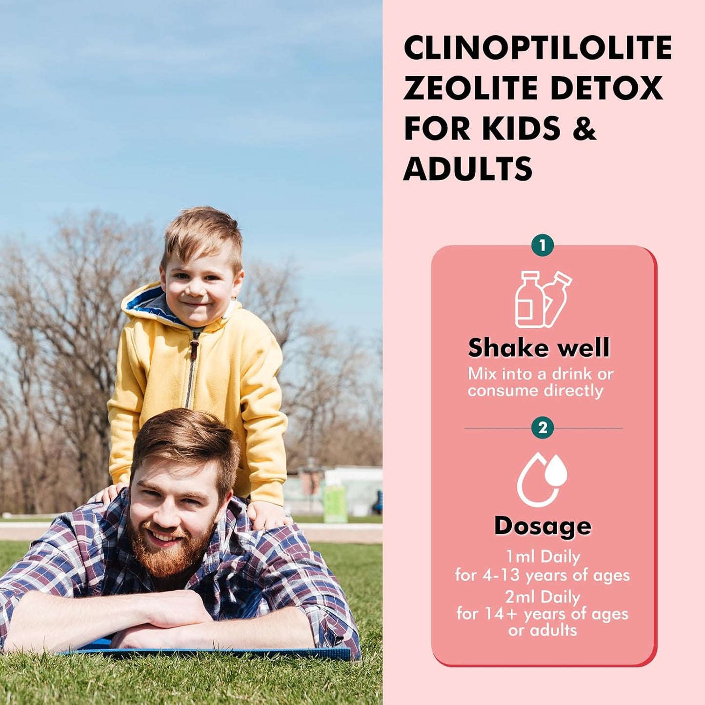 Zeolite Detox for Kids and Adults, Clinoptilolite Zeolite Liquid Drops with Chlorella, Magnesium, Zinc, Methy Vitamin B12 & D3, Gut Liver Detox Cleanse, Immunity, Strawberry Flavor 2 Fl Oz