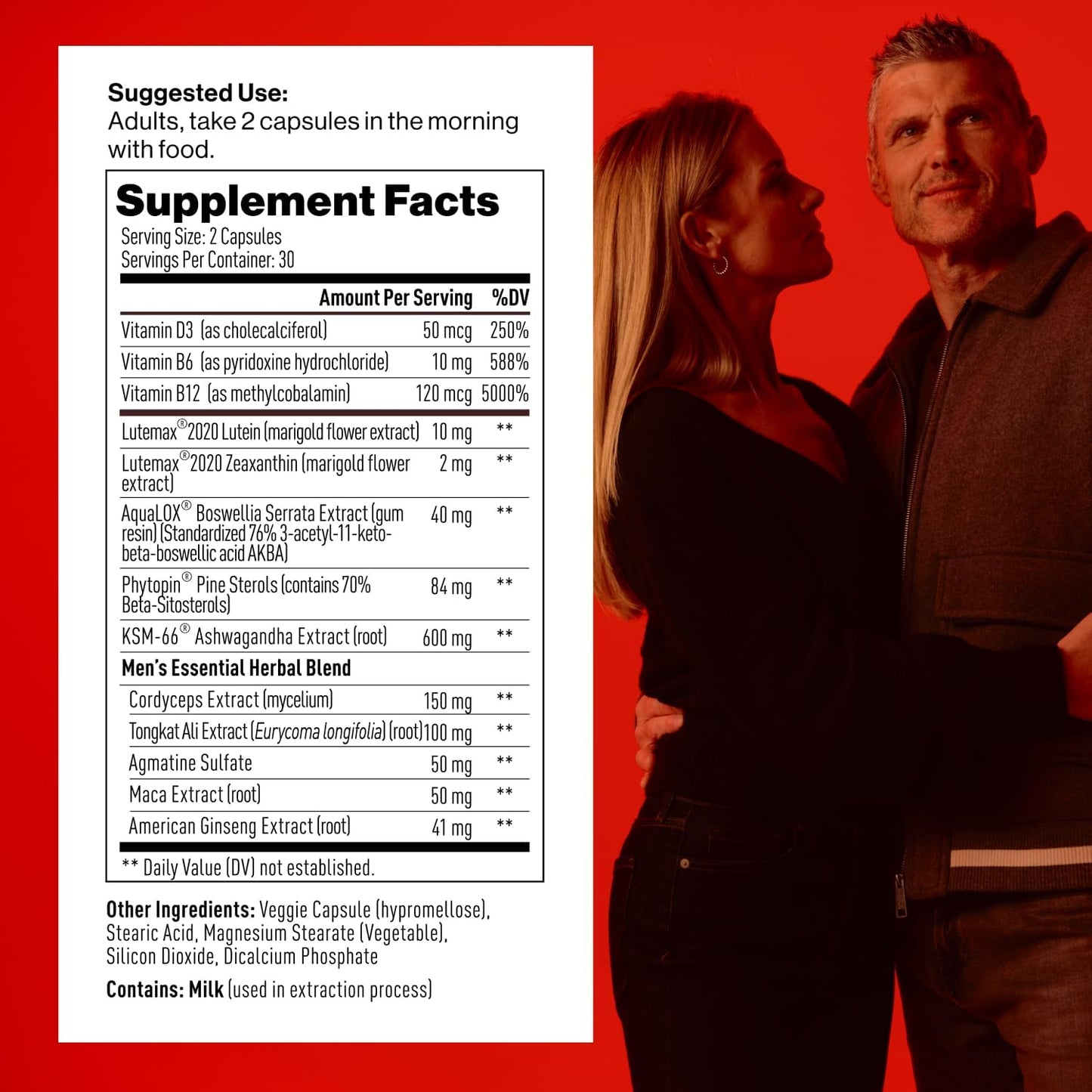 Mdrive Daily Mens Health Complex Ashwagandha Prostate Support 60 Capsules | All In One Classic T Formula Energy Boost Stress Relief Joint Eye Care Vitamin B12 KSM-66 Beta Sitosterols Cortisol Control