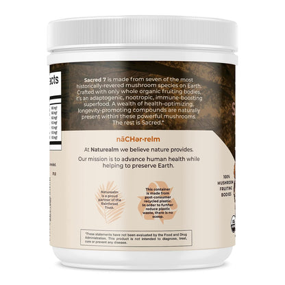 Naturealm Sacred 7 Mushroom Extract Powder - USDA Organic - Lion's Mane, Reishi