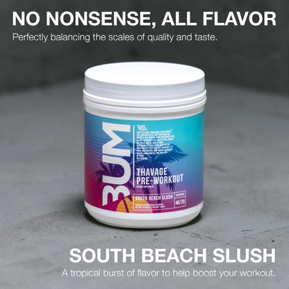 RAW Pre Workout Powder, Thavage (Beach Bum) - Chris Bumstead Sports Nutrition Supplement for Men & Women - Cbum Pre Workout for Working Out, Hydration, Mental Focus & Energy - 40 Servings