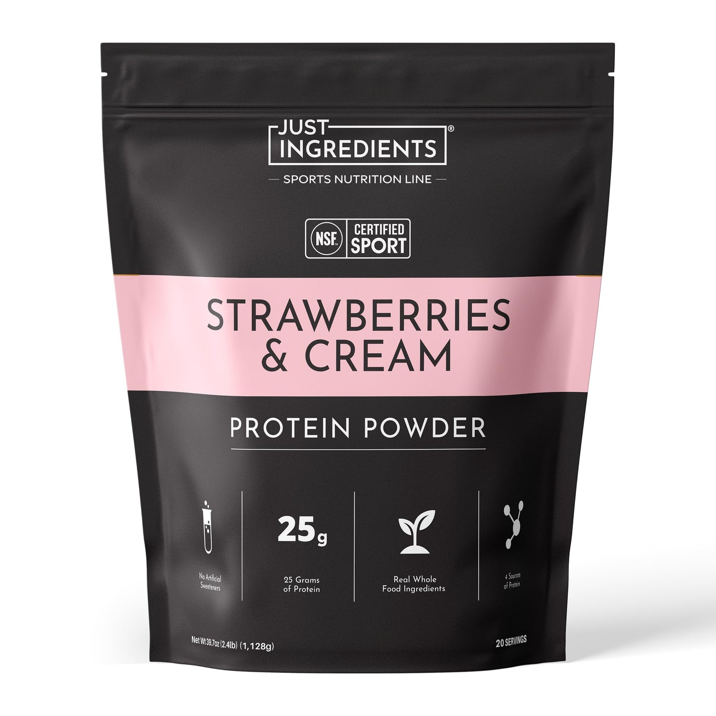 JUST INGREDIENTS Vanilla Bean Protein Powder – 20-Serving Blend with 100% Grass-Fed Whey & Organic Plant Proteins – Real Vanilla Bean & Cinnamon – Supports Muscle Recovery, Energy*